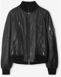 Burberry - Leather Bomber Jacket - Lyst