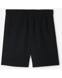 Burberry - Check Label Cotton Shorts - Lyst