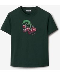 Burberry - Boxy Crystal Cherry Cotton T-shirt - Lyst