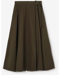 Burberry - Wool Twill Midi Skirt - Lyst