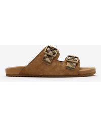 Burberry - Check Suede Urchin Sandals - Lyst