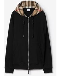 Burberry - Men Check Zip-up Hoodie - Lyst