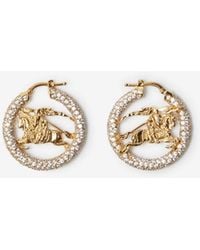 Burberry - Knight Pavé Hoop Earrings - Lyst