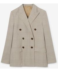 Burberry - Check Wool Tailored Jacket - Lyst