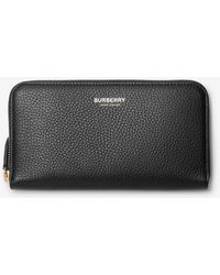 Burberry - Large Leather Zip Wallet - Lyst