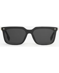 Burberry - Stripe Detail Square Frame Sunglasses - Lyst