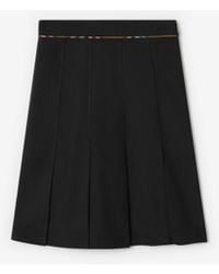 Burberry - Pleated Cotton Blend Skirt - Lyst