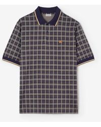 Burberry - Check Cotton Blend Polo Shirt - Lyst