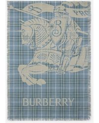 Burberry - Wide Ekd Check Wool Scarf - Lyst