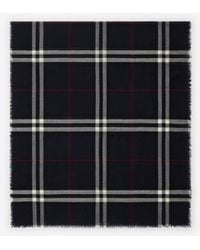 Burberry - Wide Check Wool Scarf - Lyst