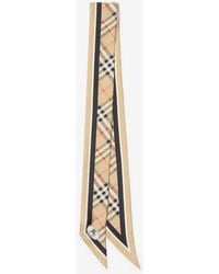 Burberry - Skinny Check Silk Scarf - Lyst