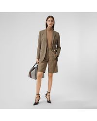 Burberry Pocket Detail Prince Of Wales Check Wool Shorts - Brown