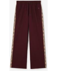 Burberry - Check Trim Cotton Track Pants - Lyst
