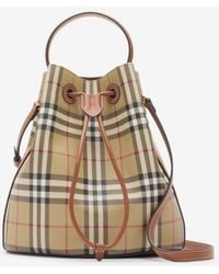 Burberry - Small Check Bucket Bag - Lyst