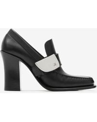 Burberry - Leather London Shield Heeled Loafers - Lyst