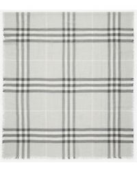 Burberry - Wide Check Wool Scarf - Lyst