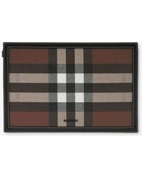 Burberry - Check And Leather Zip Pouch - Lyst