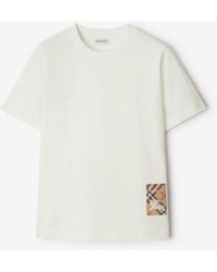 Burberry - Check Label Cotton T-Shirt - Lyst