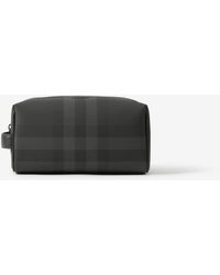 Burberry - Check And Leather Travel Pouch - Lyst