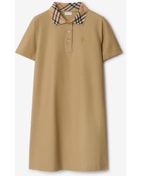 Burberry - Check Collar Cotton Polo Shirt Dress - Lyst