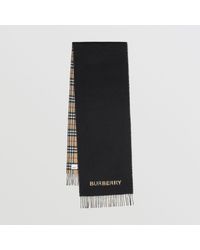 Burberry Reversible Monogram Cashmere Scarf in Black | Lyst