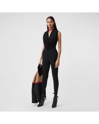 Burberry Shawl Neck Crepe Jersey Jumpsuit - Black
