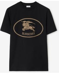 Burberry - Slim Fit Ribbed Neckline T-Shirt With Equestrian Knight Print - Lyst