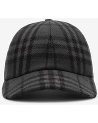 Burberry - Check Wool Baseball Cap - Lyst