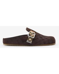 Burberry - Check Suede Urchin Clogs - Lyst