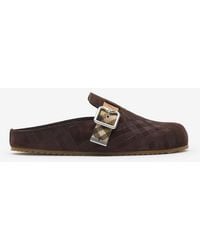 Burberry - Check Suede Urchin Clogs - Lyst