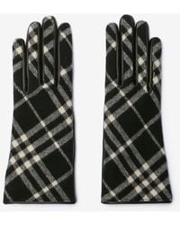 Burberry - Check Wool Cashmere Gloves - Lyst