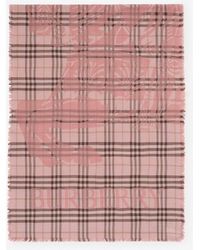 Burberry - Wide Knight Check Wool Silk Scarf - Lyst