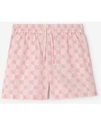 Burberry - Knight Checkerboard​ Cotton Poplin Shorts - Lyst