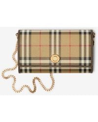 Burberry - Check Chain Strap Wallet - Lyst