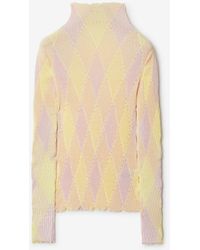 Burberry - Argyle Cotton Silk Sweater - Lyst