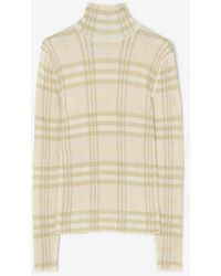 Burberry - Check Viscose Turtleneck Sweater - Lyst