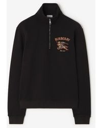 Burberry - Knight Check Cotton Half-Zip Sweater - Lyst
