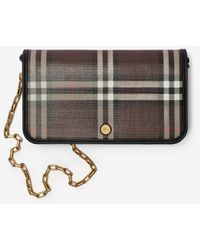 Burberry - Check Chain Strap Wallet - Lyst