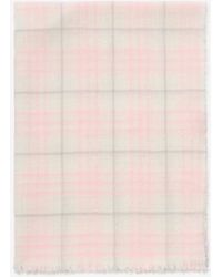 Burberry - Wide Embellished Check Wool Silk Blend Scarf - Lyst