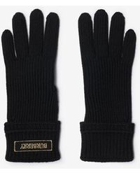 Burberry - Logo Patch Wool Blend Gloves - Lyst