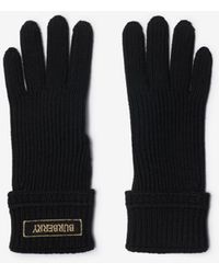 Burberry - Logo Patch Wool Blend Gloves - Lyst