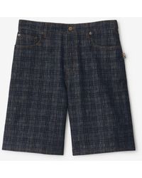 Burberry - Check Denim Shorts - Lyst