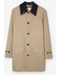 Burberry - Mid-Length Leather Collar Meadowbank Car Coat - Lyst