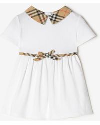 Burberry - Childrens Check Trim Stretch Cotton Dress With Bloomers - Lyst
