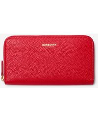 Burberry - Large Leather Zip Wallet - Lyst