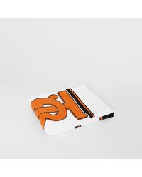 Burberry Serviette en coton Monogram avec rayures iconiques - Blanc