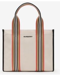 Burberry - Small Icon Stripe Trim Canvas Tote - Lyst