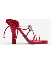 Burberry - Leather Ivy Shield Heeled Sandals - Lyst