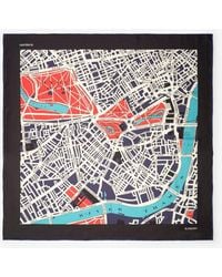 Burberry - London Map Silk Scarf - Lyst