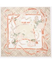 Burberry - Rose Check Silk Scarf - Lyst